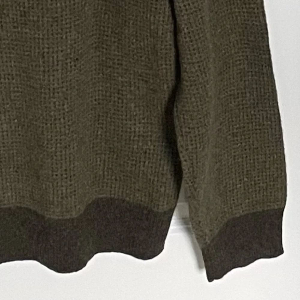 J. Crew Rugged Merino 1/4 Zip Black Gray Knit Pullover Sweater 47042